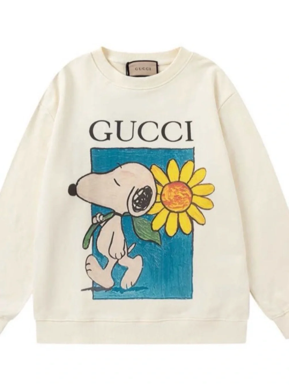 Gucci Cream Snoopy & Sunflower Graphic Sweatshirt